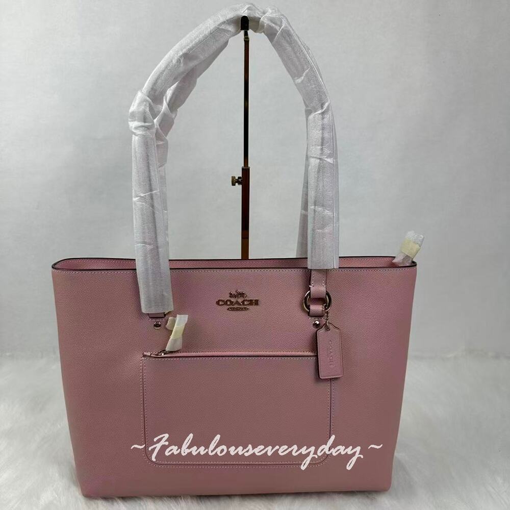 Coach Station Tote Bag In Crossgrain Leather/Gold/Carnation CCD71 NWT